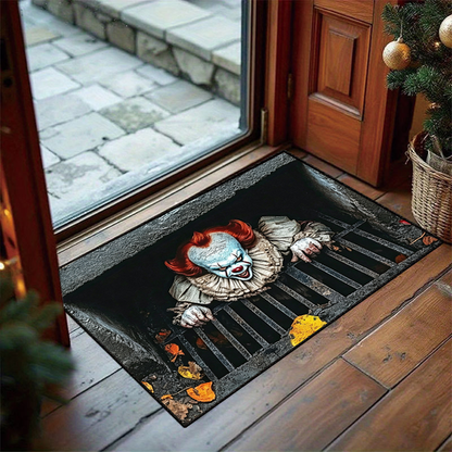 🎃Halloween Front Door Mat – Festive 3D Visual Skull & Clown Horror Rug💀