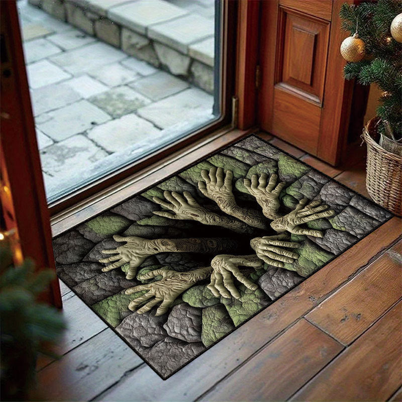 🎃Halloween Front Door Mat – Festive 3D Visual Skull & Clown Horror Rug💀